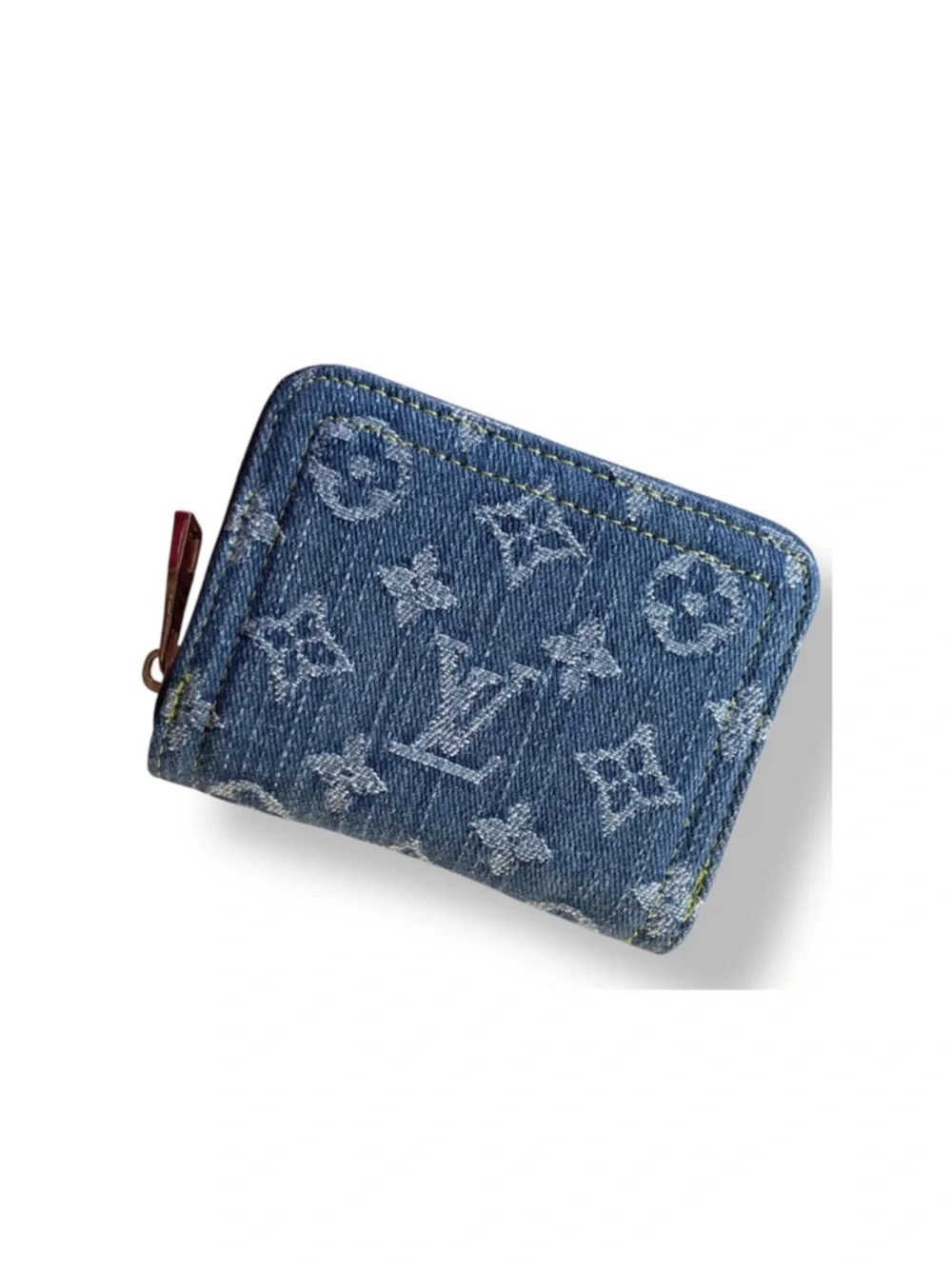 Blue Monogram Denim Remix Wallet Gold Hardware, card slots. Ref#lv20ppf